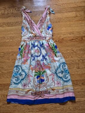 Anthropologie - Collette Dinnigan - Floral V-Neck, Tie-Shoulder Dress